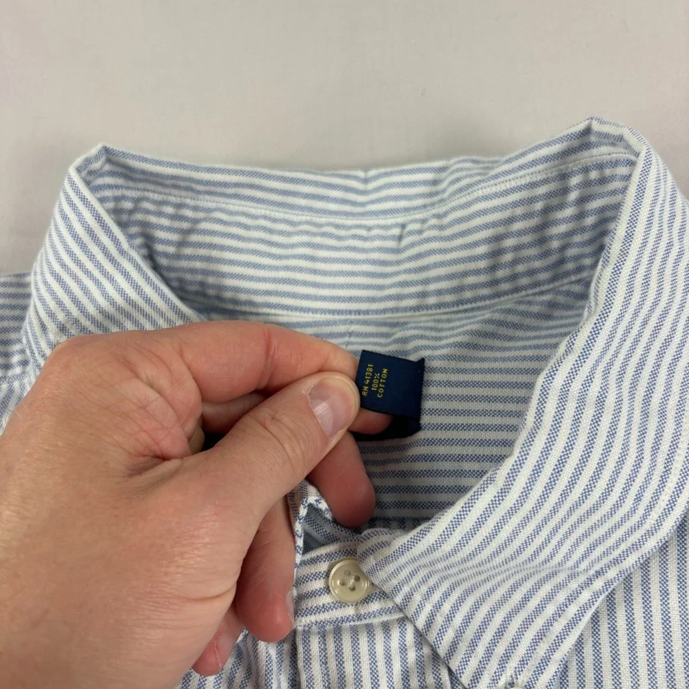 Polo Ralph Lauren Shirt Mens 3XLT Tall Blue Striped Flesh Pony Button Up - Picture 5 of 10